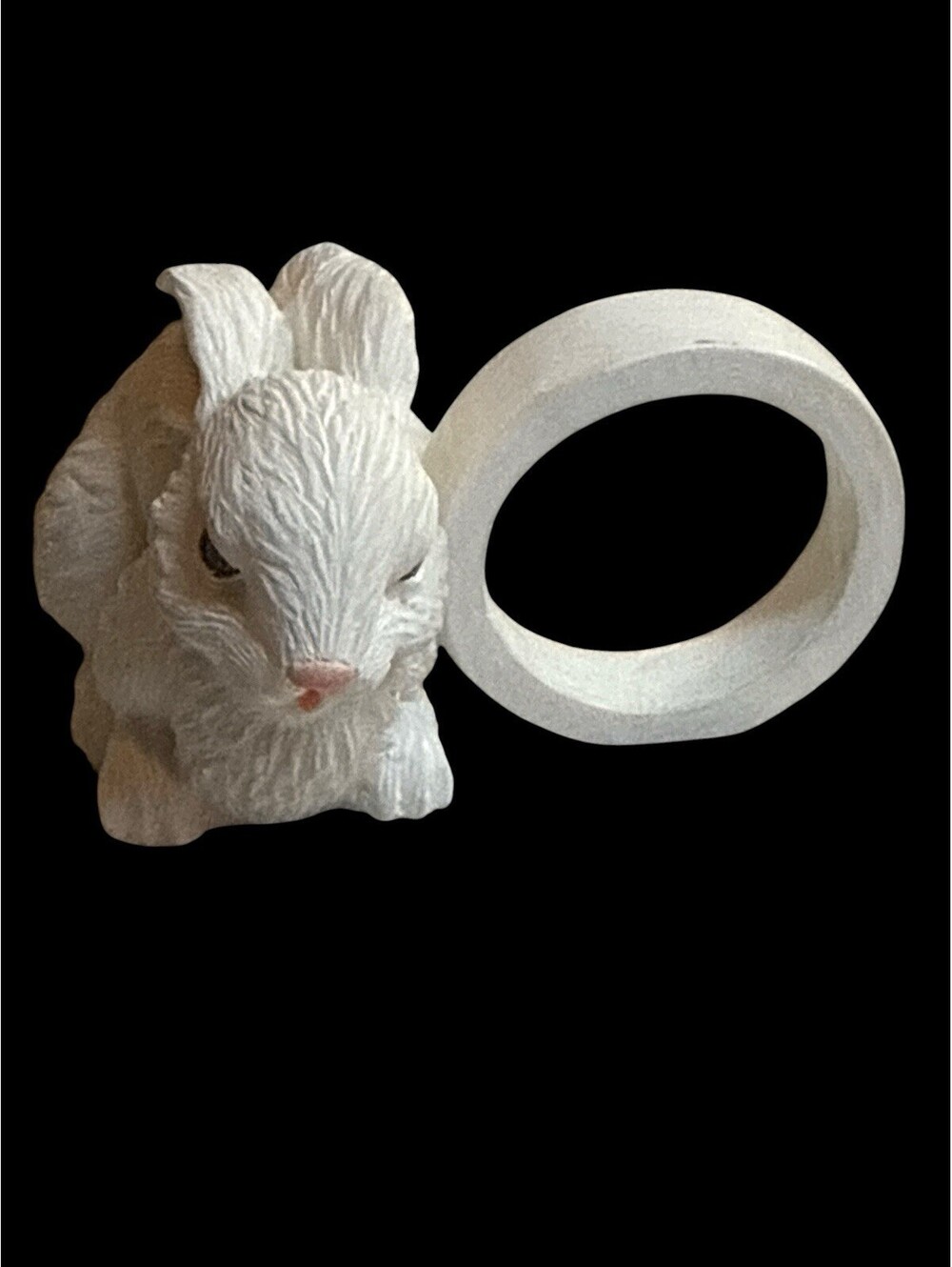 Spring Easter White Bunny Rabbit Napkin Ring Holders Resin Set of 4 - Picture 3 of 8